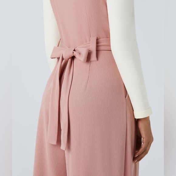 HALARA‎ Ribbed Asymmetric Neck Sleeveless Button Belted Wide Leg Casual Jumpsuit - Picture 12 of 13